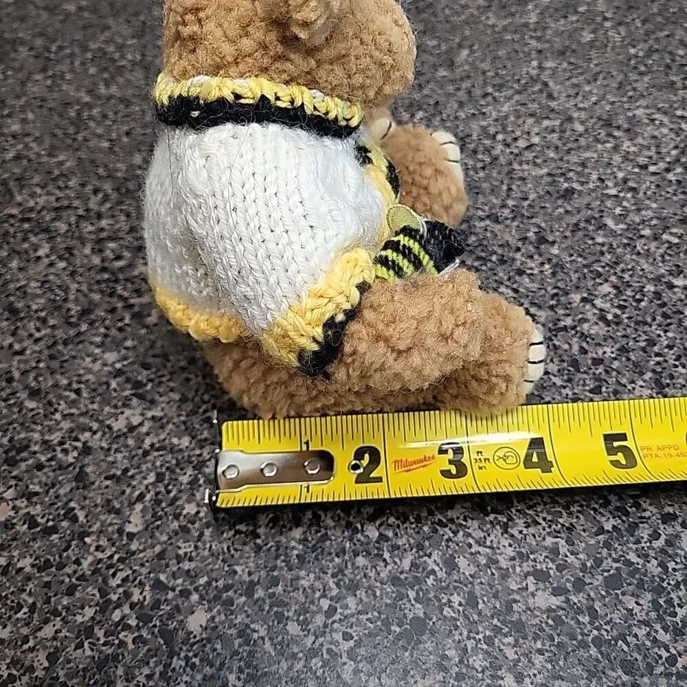 Vintage 1996 Berkley Designs Honey Bee Brown Bear with Knit Sweater Bee Decal